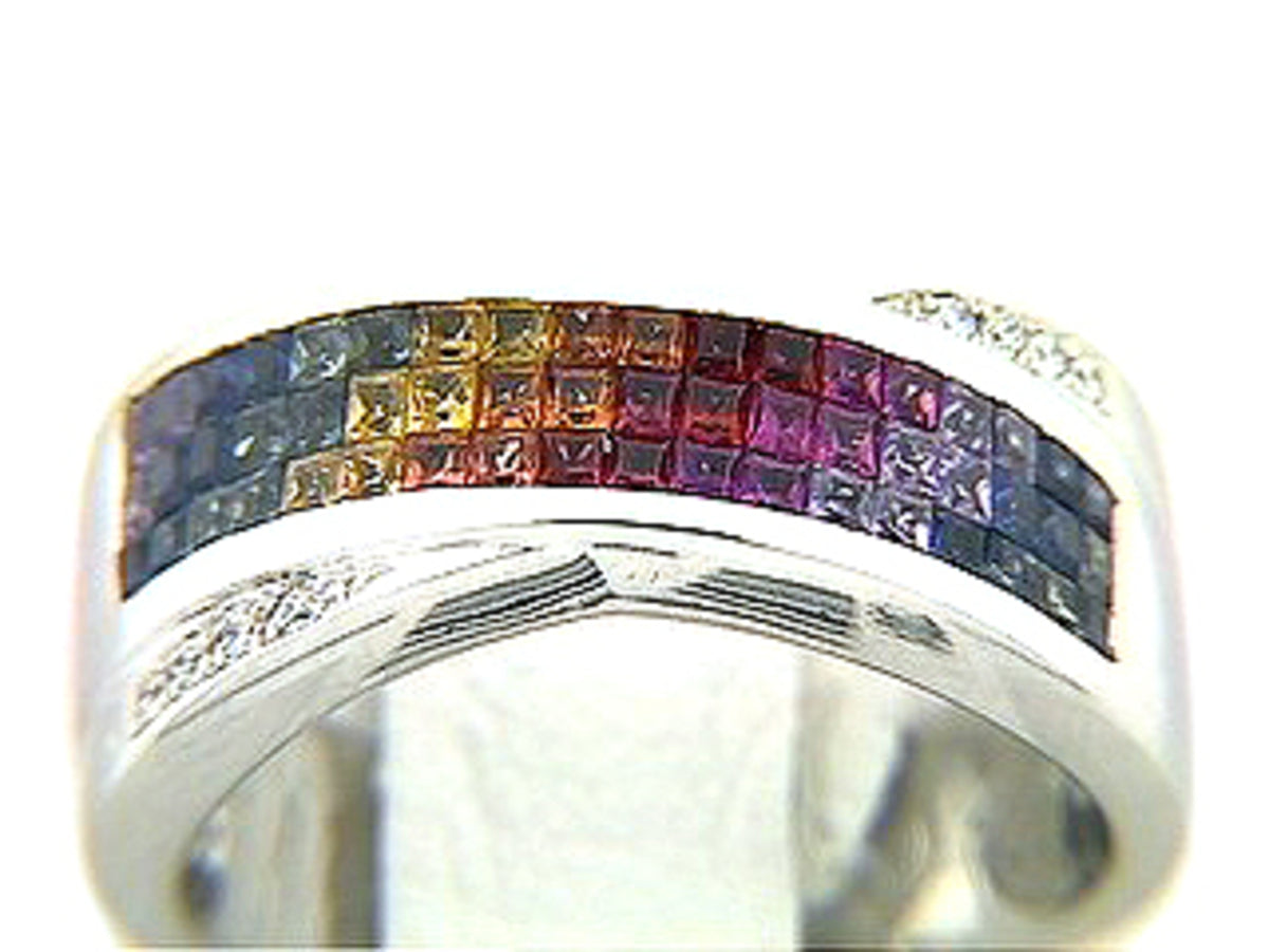 RAINBOW SAPPHIRE & DIAMOND RING