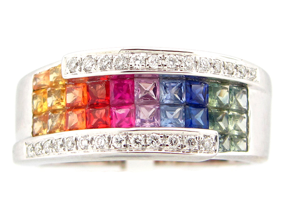 RAINBOW SAPPHIRE & DIAMOND RING