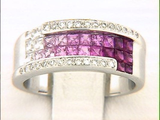 PINK SAPPHIRE & DIAMOND RING,18KW (H), C=1.52