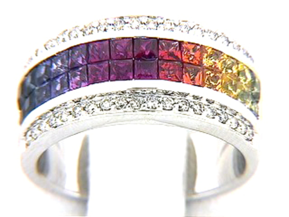 RAINBOW SAPPHIRE & DIAMOND RING