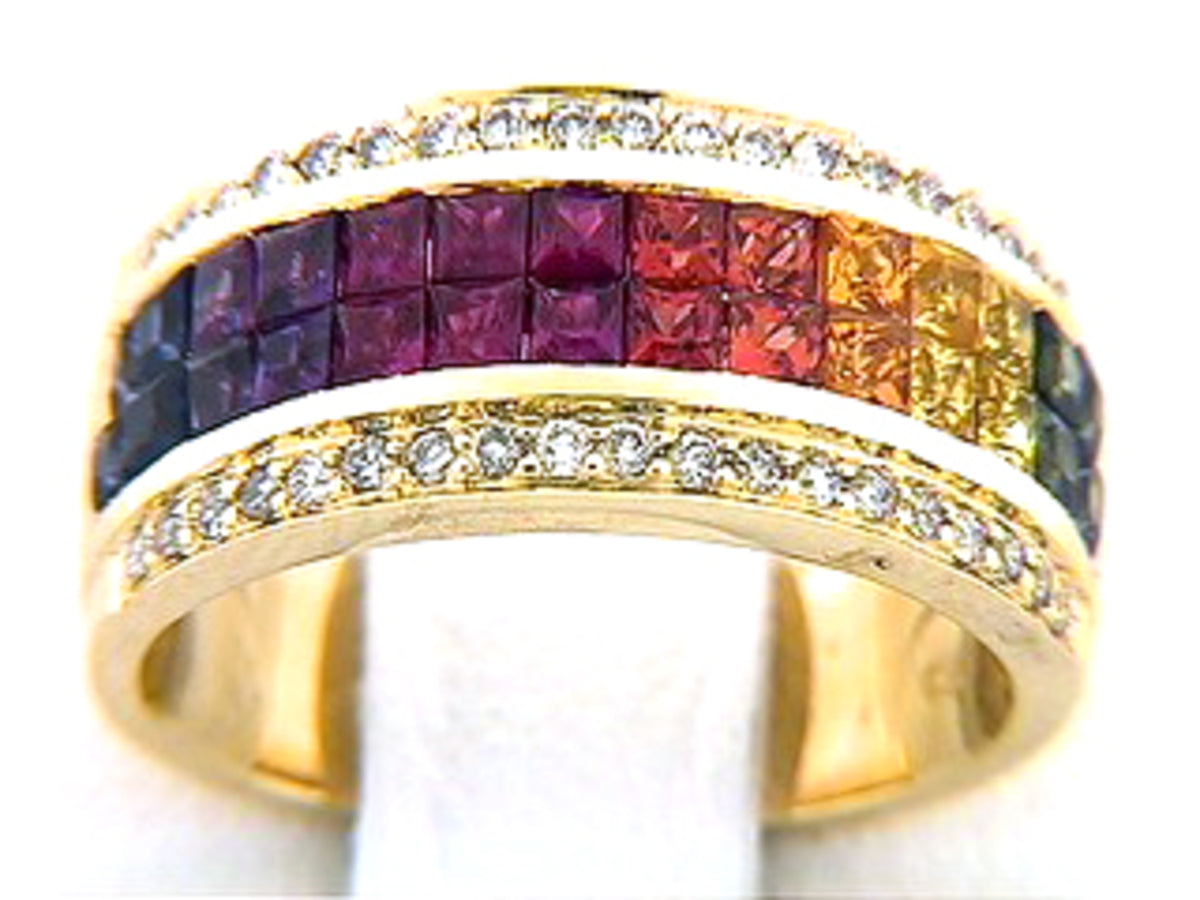 RAINBOW SAPPHIRE & DIAMOND RING