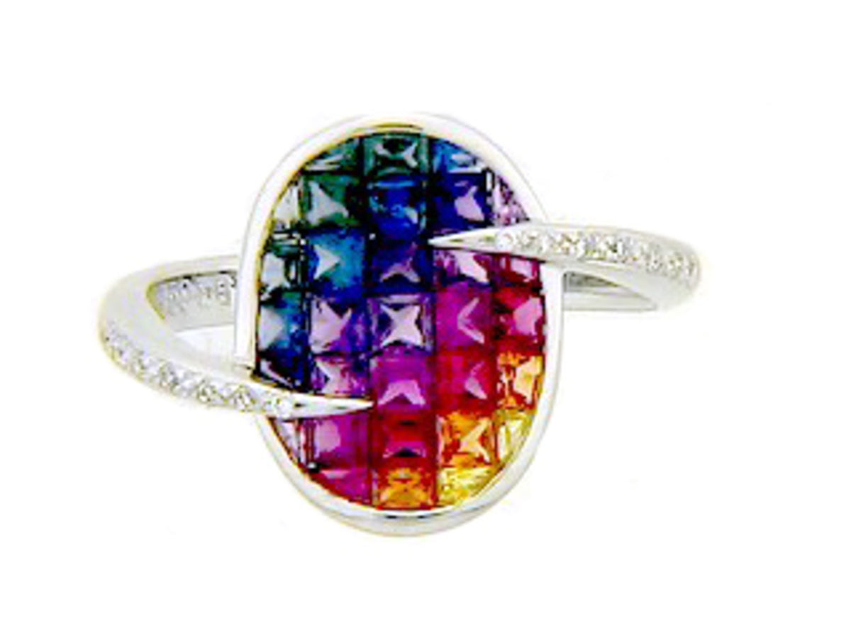 RAINBOW SAPPHIRE & DIAMOND RING