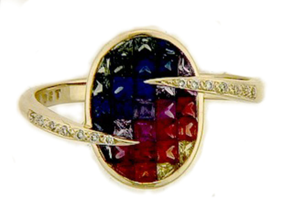RAINBOW SAPPHIRE & DIAMOND RING