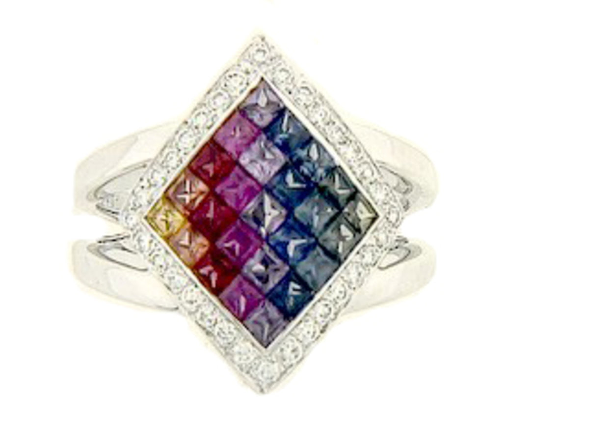 RAINBOW SAPPHIRE & DIAMOND RING