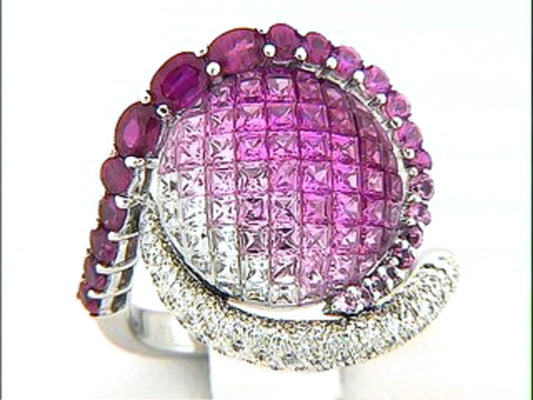 PINK SAPPHIRE & DIAMOND RING, 18KW (H)