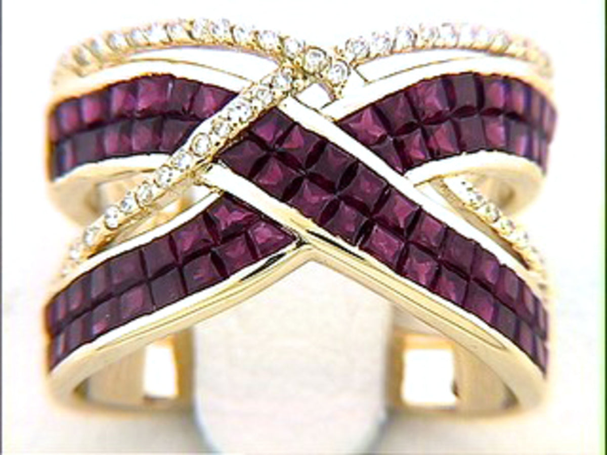 RUBY & DIAMOND RING, 18KY (H), C=2.80