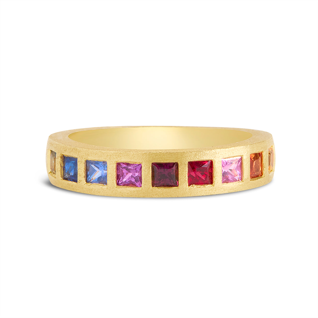 Rainbow Sapphire Princess Flush Band