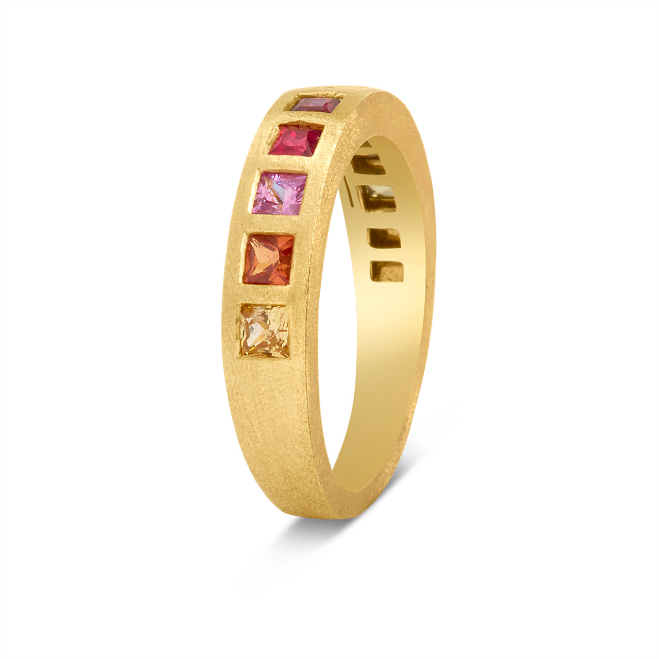 Rainbow Sapphire Princess Flush Band