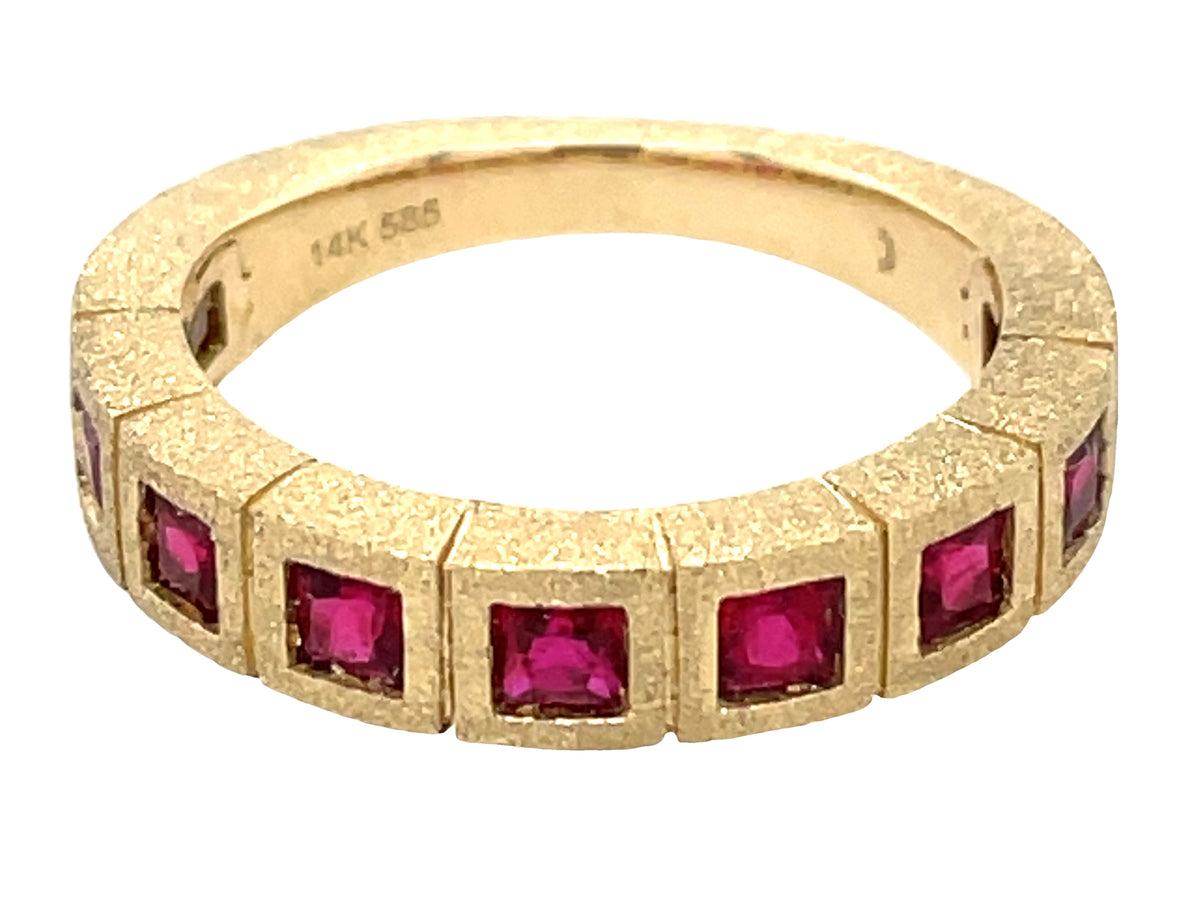 RUBY PRINCESS 1 ROW BEZEL RING, SATIN FINISH