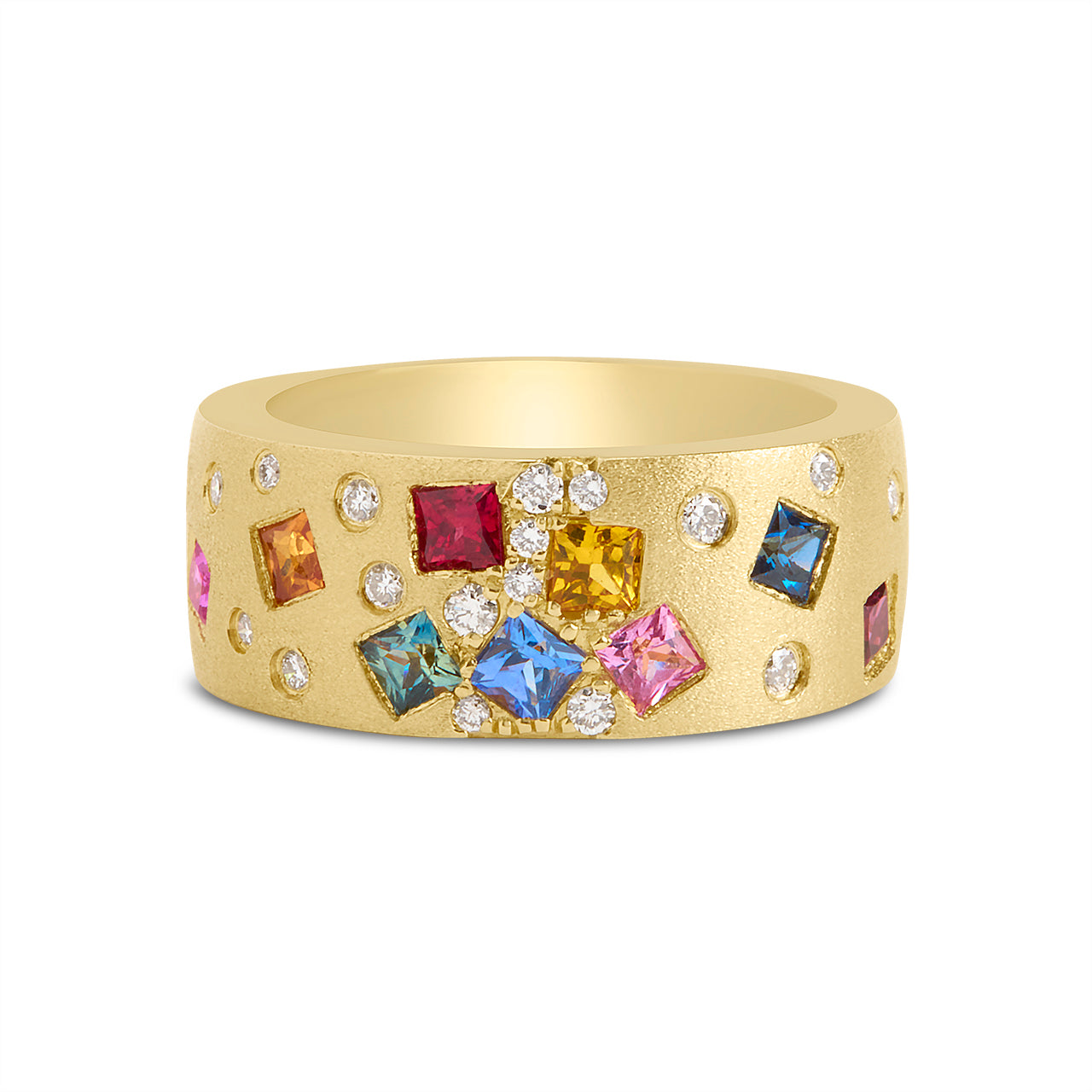 Rainbow Sapphire Princess & Diamond Confetti Cigar Band