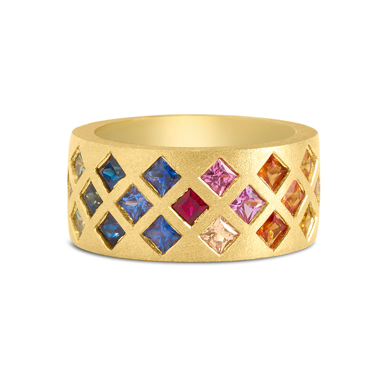 Rainbow Sapphire Princess 3 Row Cigar Band