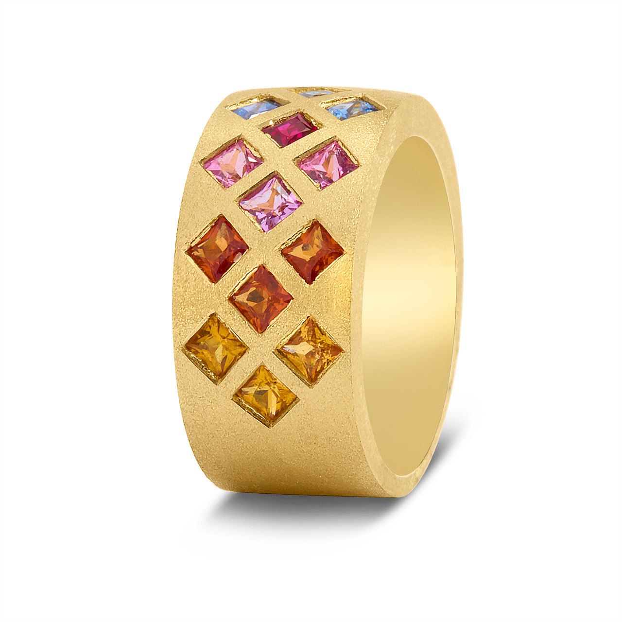 Rainbow Sapphire Princess 3 Row Cigar Band