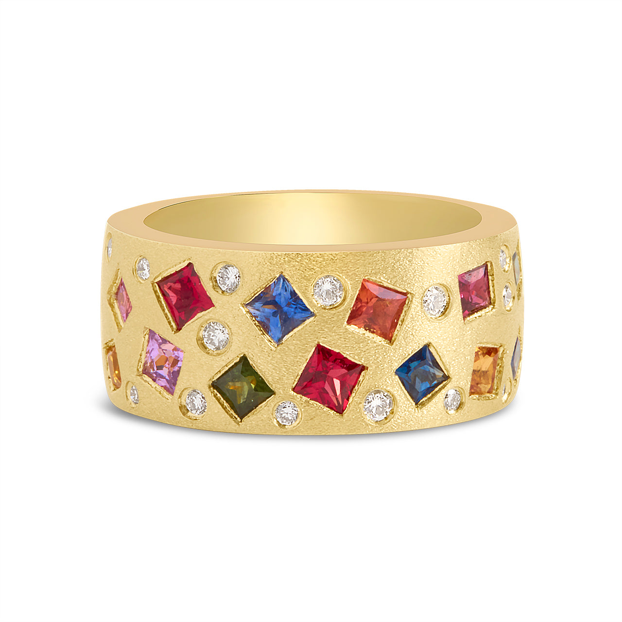 Rainbow Sapphire Princess & Diamond Flush Scatter Cigar Band