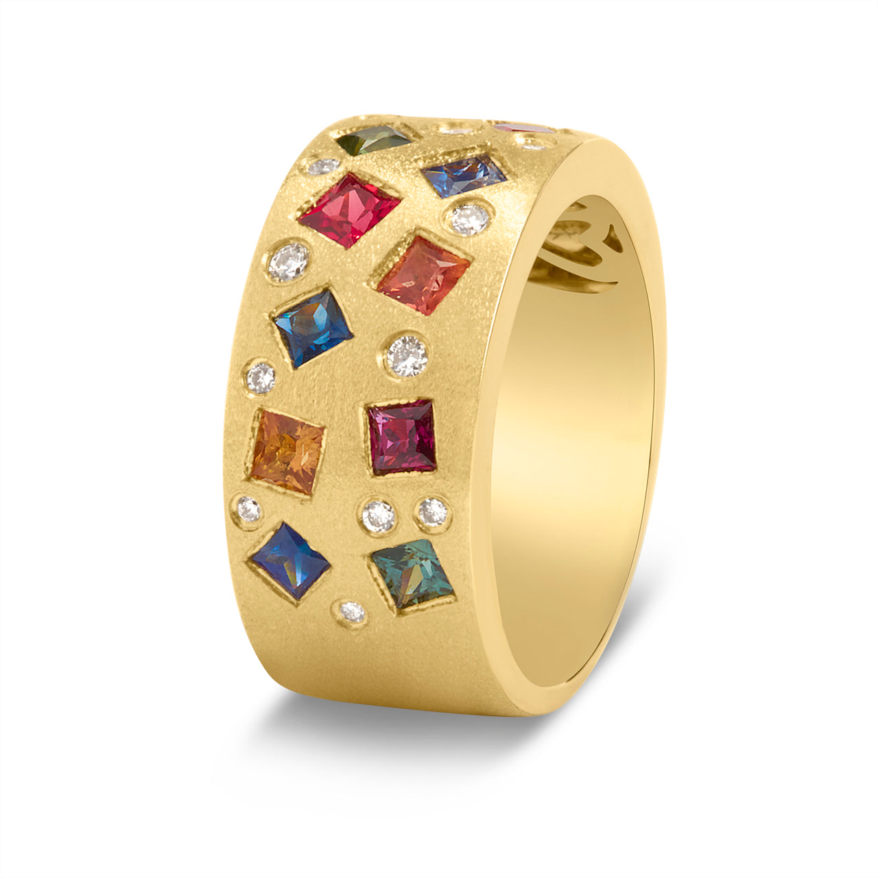 Rainbow Sapphire Princess & Diamond Flush Scatter Cigar Band