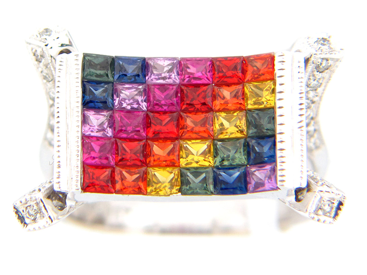 RAINBOW SAPPHIRE & DIAMOND RING