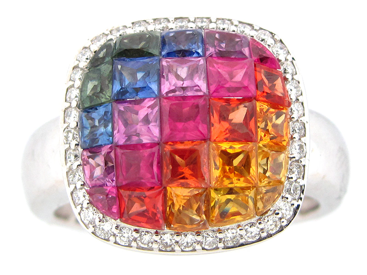 RAINBOW SAPPHIRE & DIAMOND RING