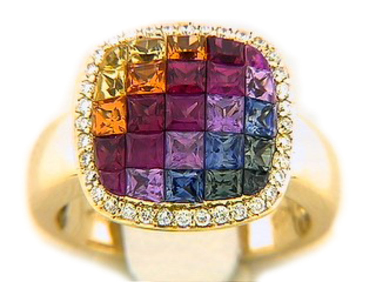 RAINBOW SAPPHIRE & DIAMOND RING