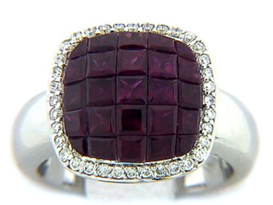 RUBY & DIAMOND RING, 18KW (H), C=3.10