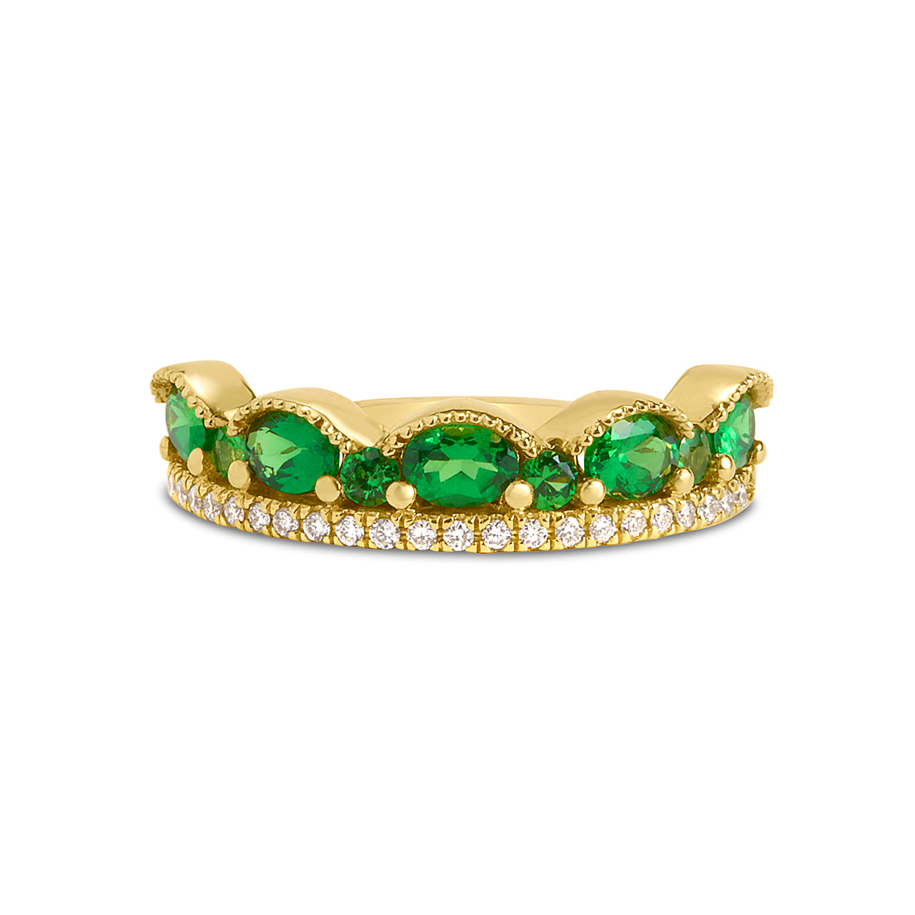 Tsavorite & Diamond Crown Ring