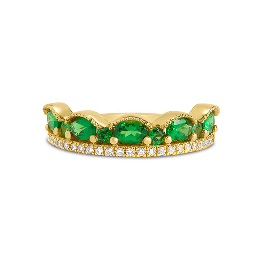 Tsavorite & Diamond Crown Ring