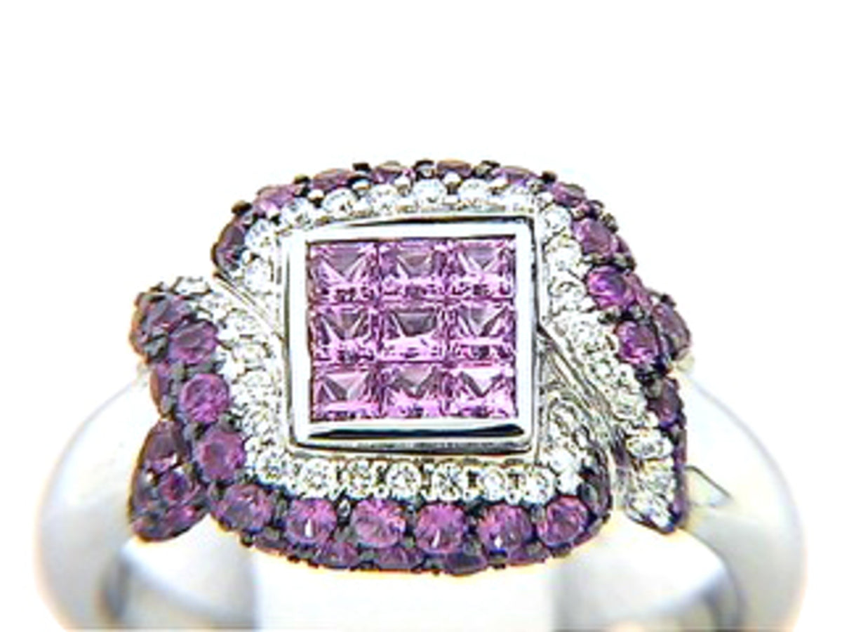 PINK SAPPHIRE & DIAMOND RING, 18KW (H)