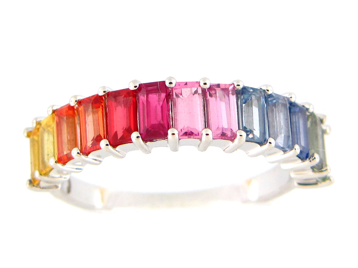 RAINBOW SAPPHIRE BAGUETTE RING