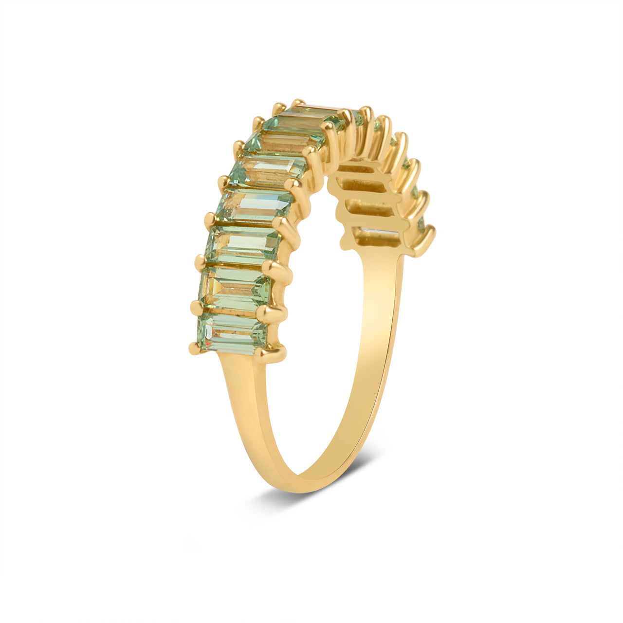 Green Sapphire Baguette Band