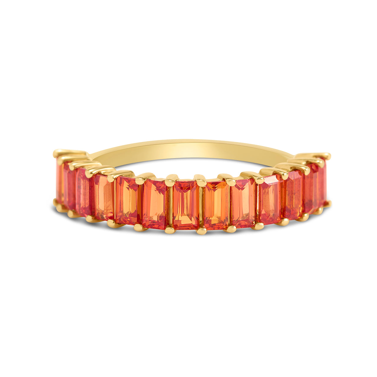 Orange Sapphire Baguette Band