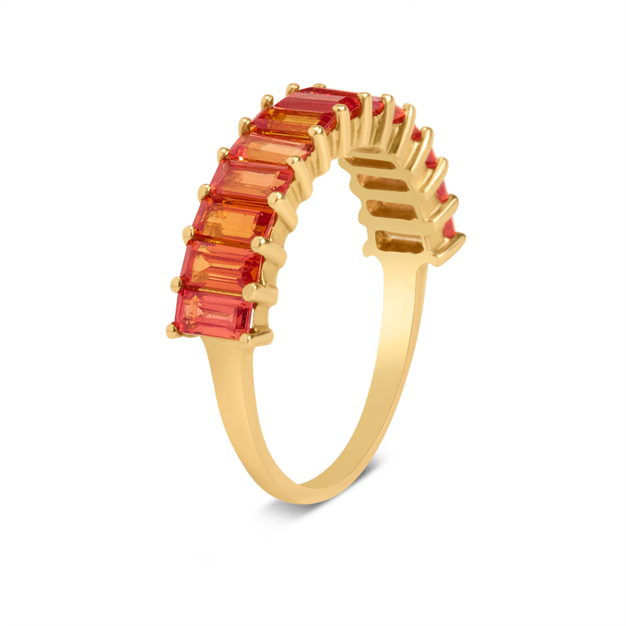Orange Sapphire Baguette Band