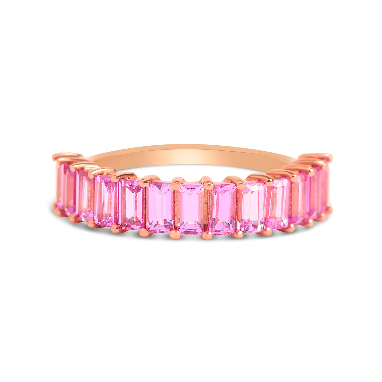 Pink Sapphire Baguette Band