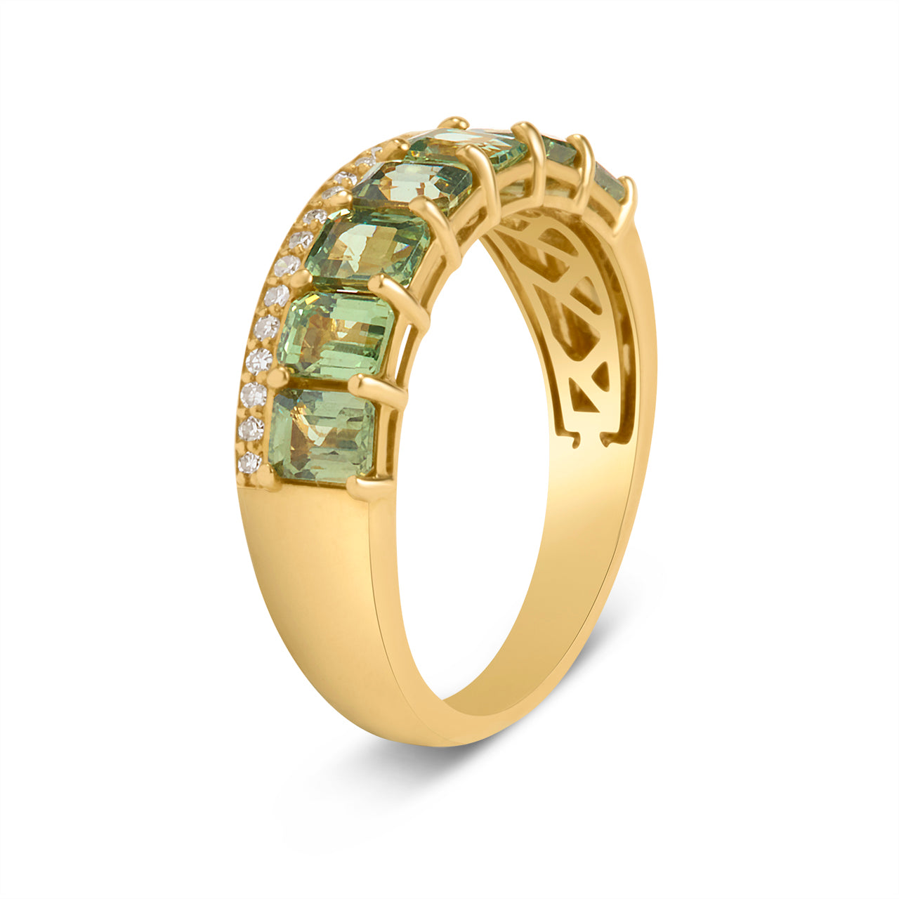 Green Sapphire & Diamond Stack Ring