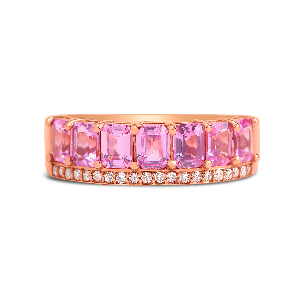 Pink Sapphire & Diamond Stack Ring