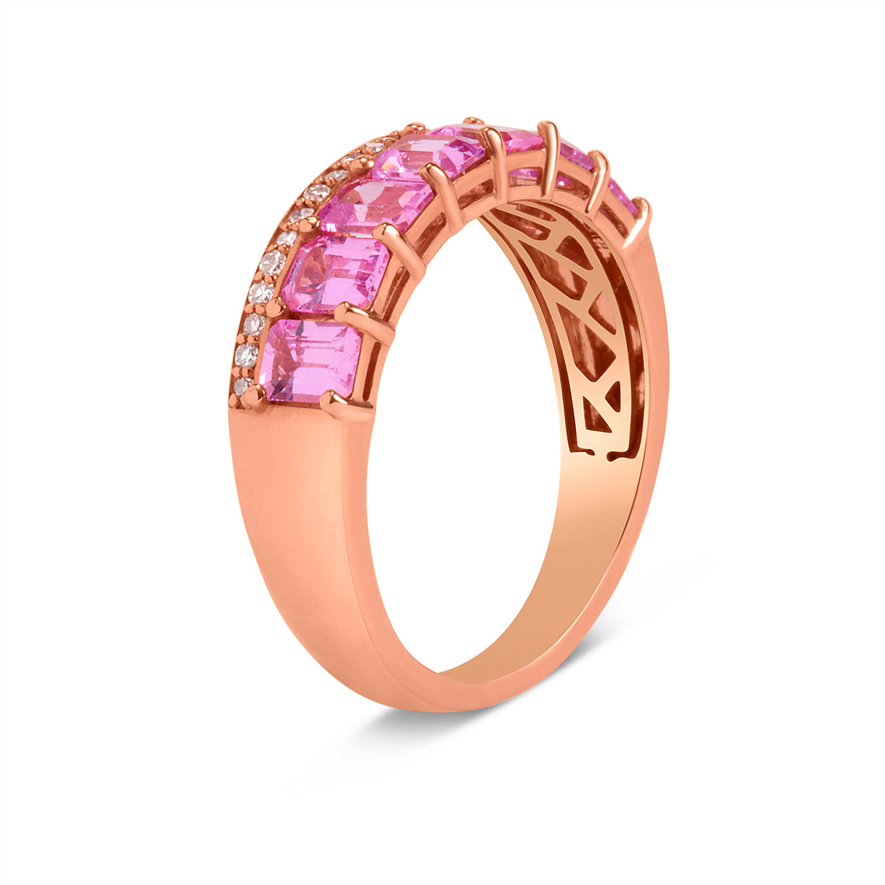 Pink Sapphire & Diamond Stack Ring