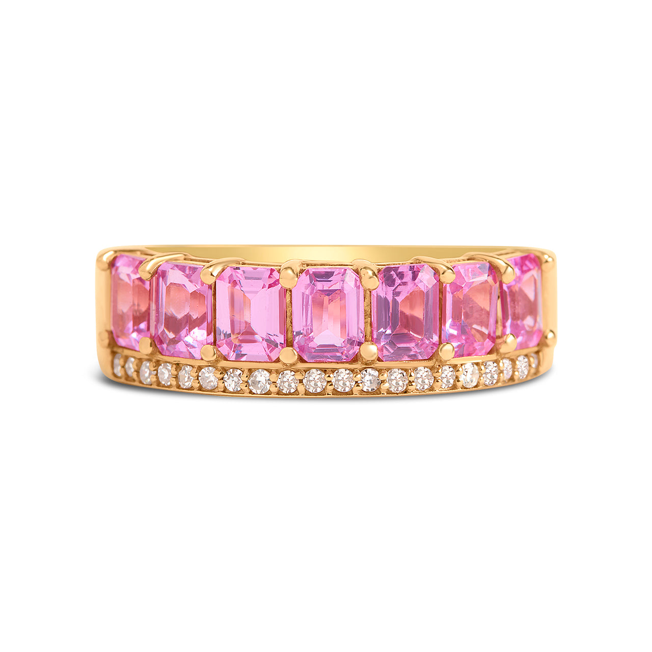 Pink Sapphire & Diamond Stack Ring