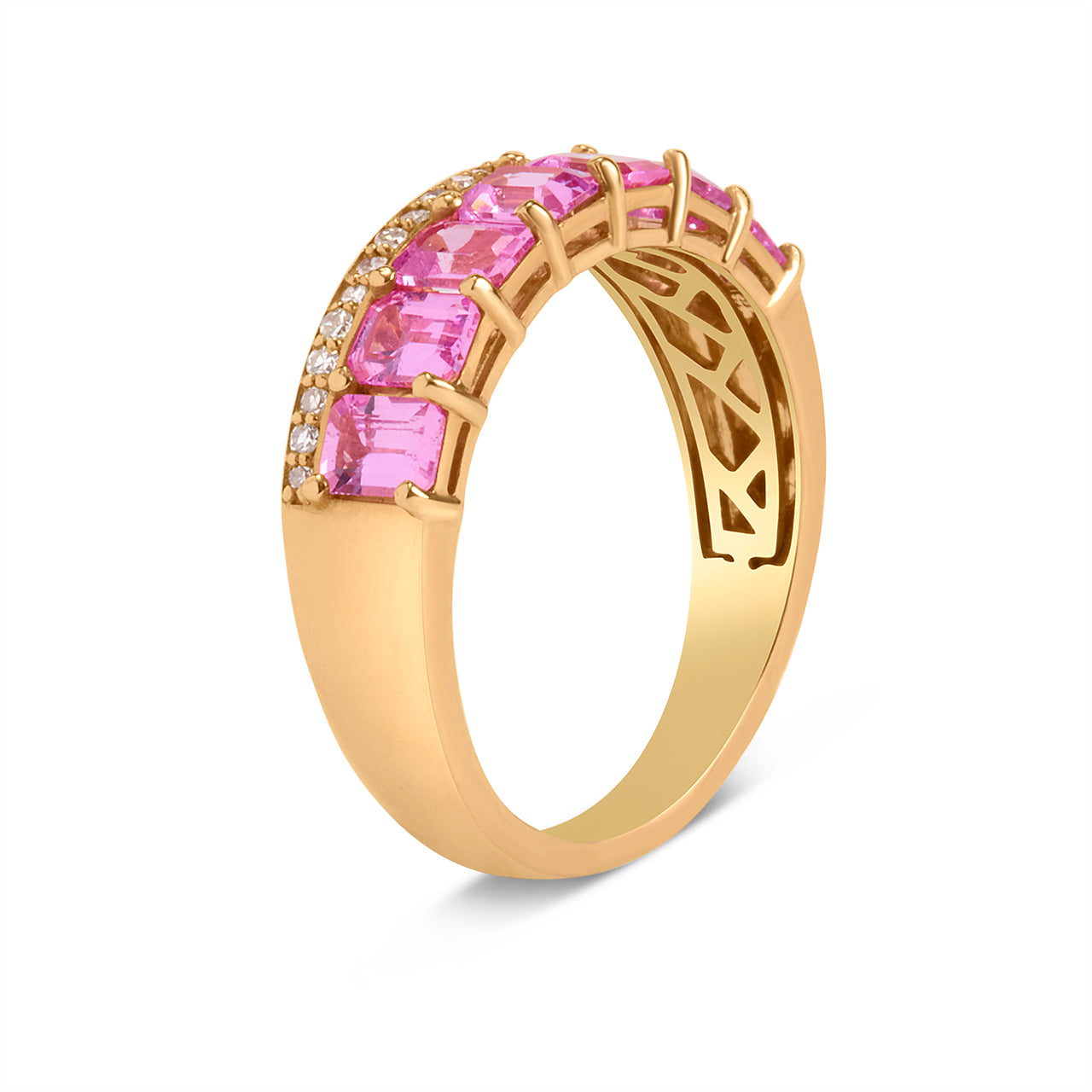 Pink Sapphire & Diamond Stack Ring