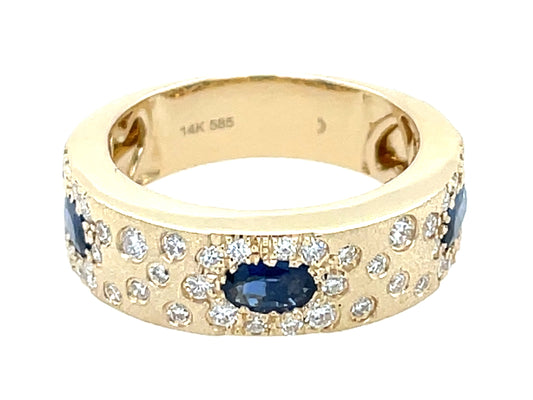 Sapphire Oval Diamond Confetti Ring, 6.2mm, Satin Finish
