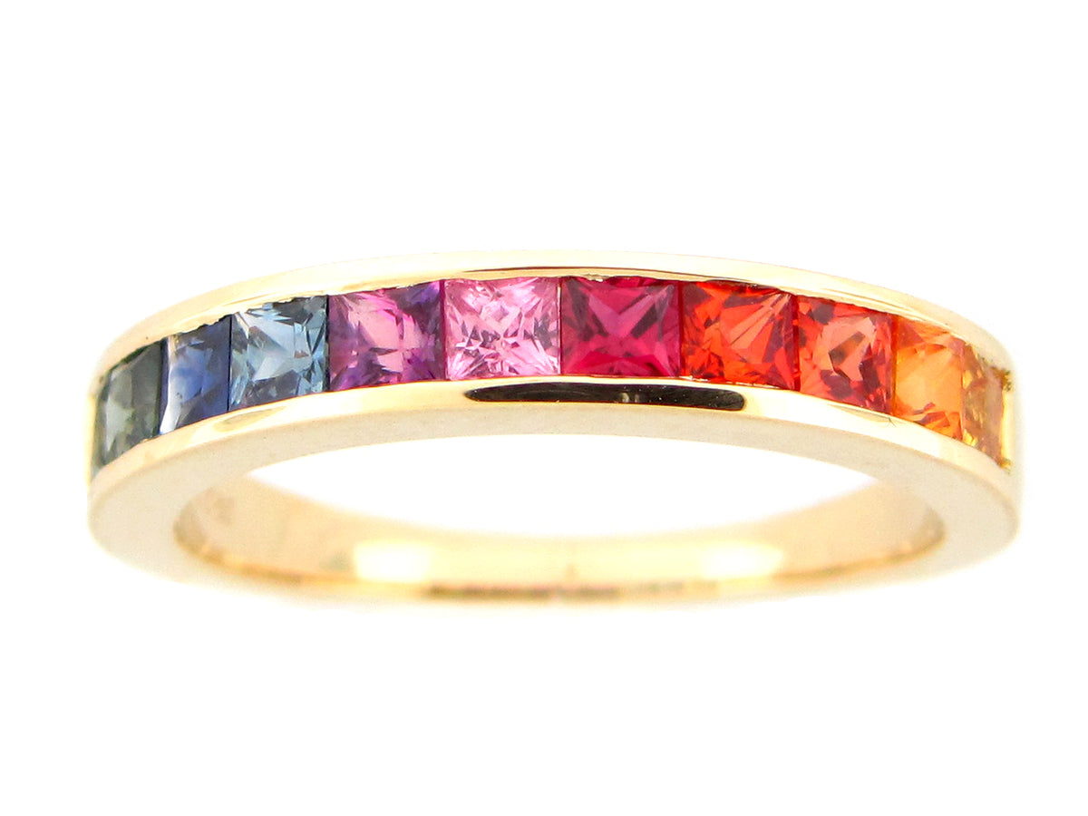 RAINBOW SAPPHIRE CHANNEL RING