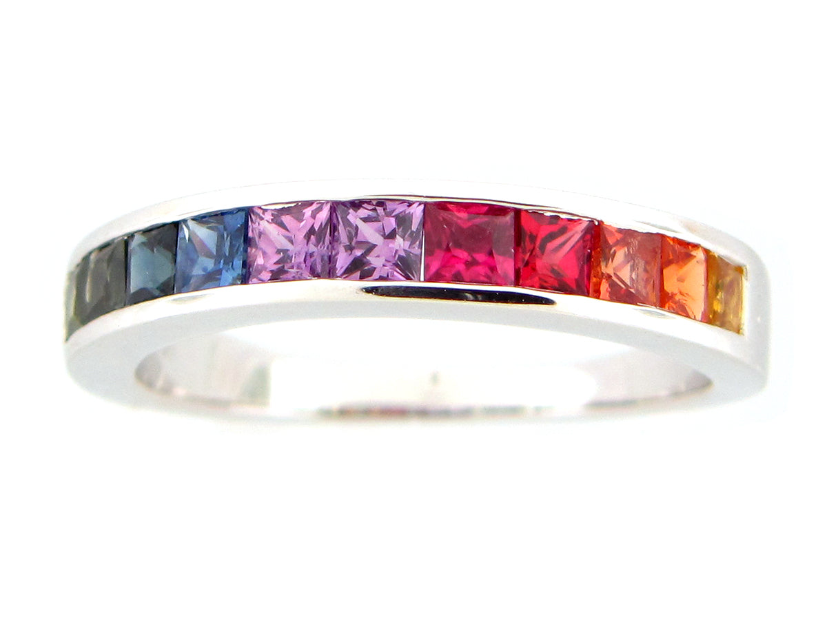 RAINBOW SAPPHIRE CHANNEL RING