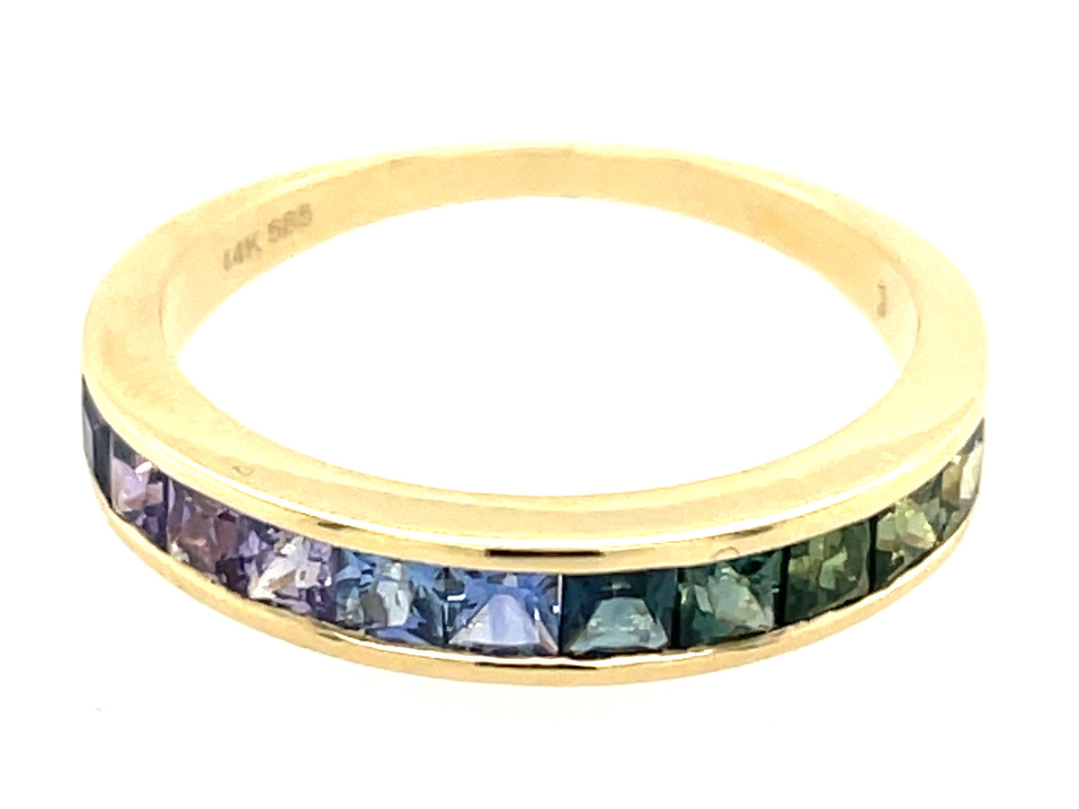 RAINBOW SAPPHIRE CHANNEL SET RING