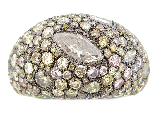 FANCY COLOR DIAMOND RING, BLACK FINISH, 18KW (N)