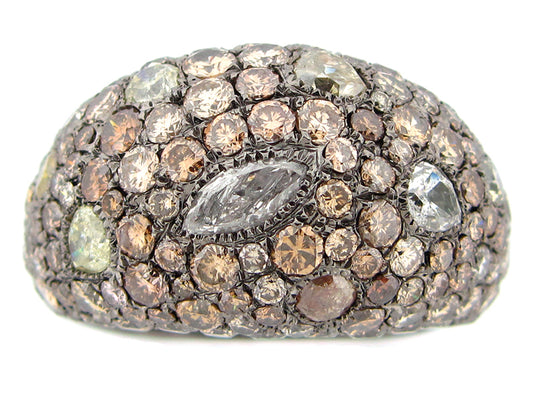 FANCY COLOR DIAMOND RING, BLACK FINISH, 18KW (N)