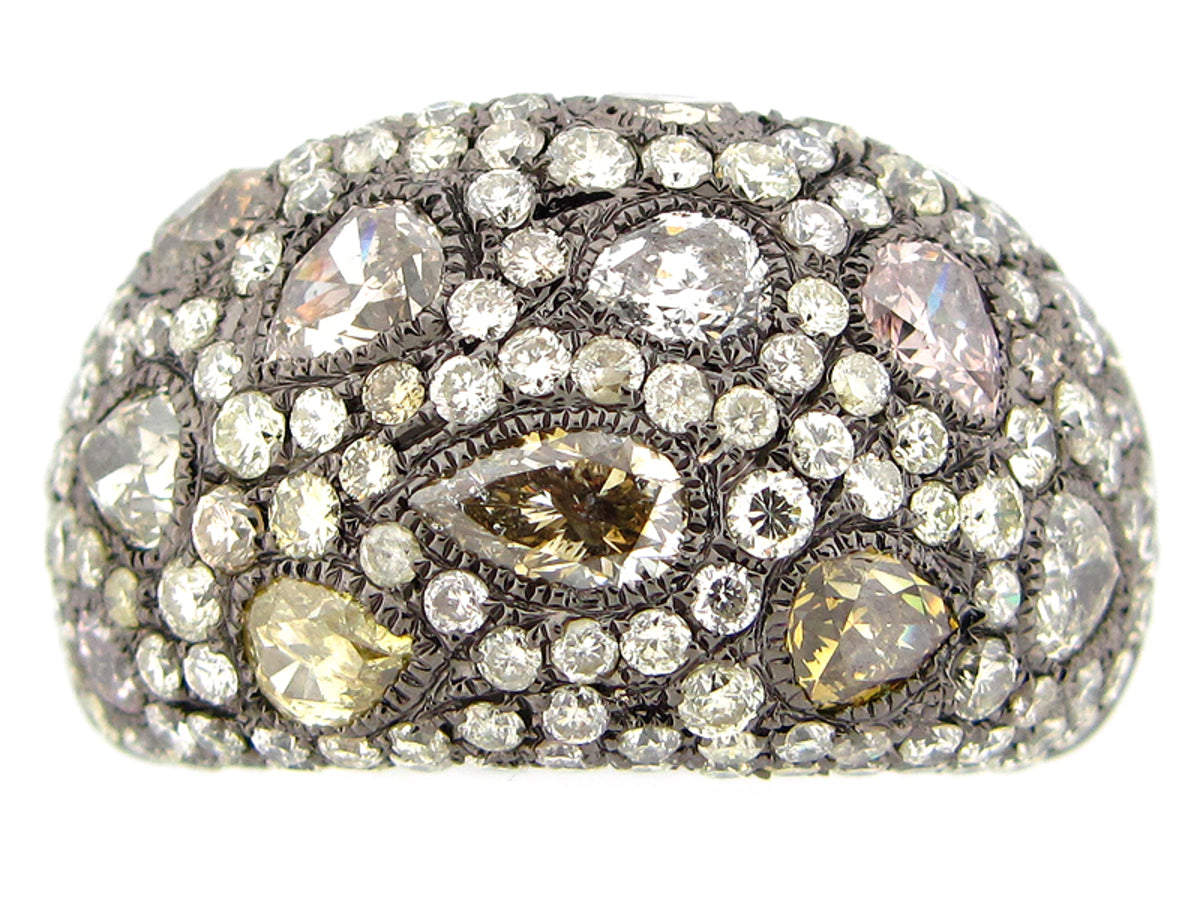 FANCY COLOR DIAMOND RING, BLACK FINISH, 18KW (N)