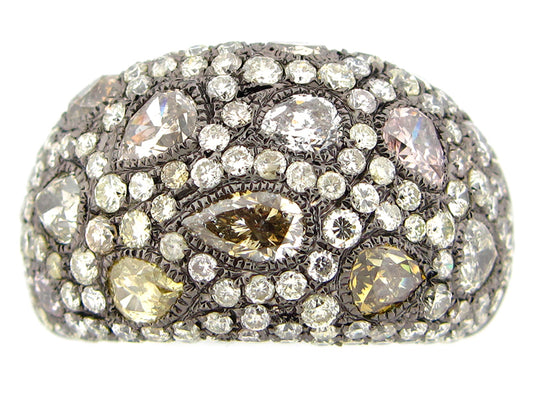 FANCY COLOR DIAMOND RING, BLACK FINISH, 18KW (N)