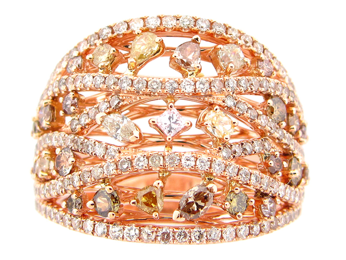FANCY COLOR DIAMOND RING, 18KR (N)