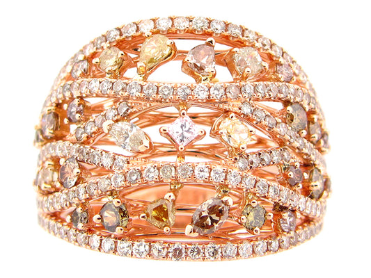 FANCY COLOR DIAMOND RING, 18KR (N)