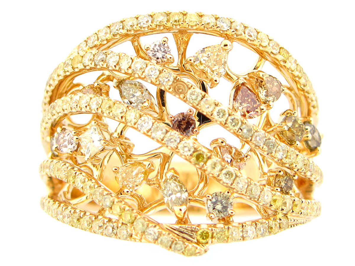 FANCY COLOR DIAMOND RING, 18KY (N)