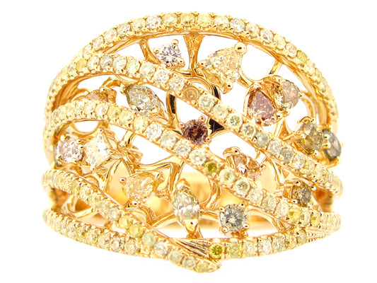 FANCY COLOR DIAMOND RING, 18KY (N)