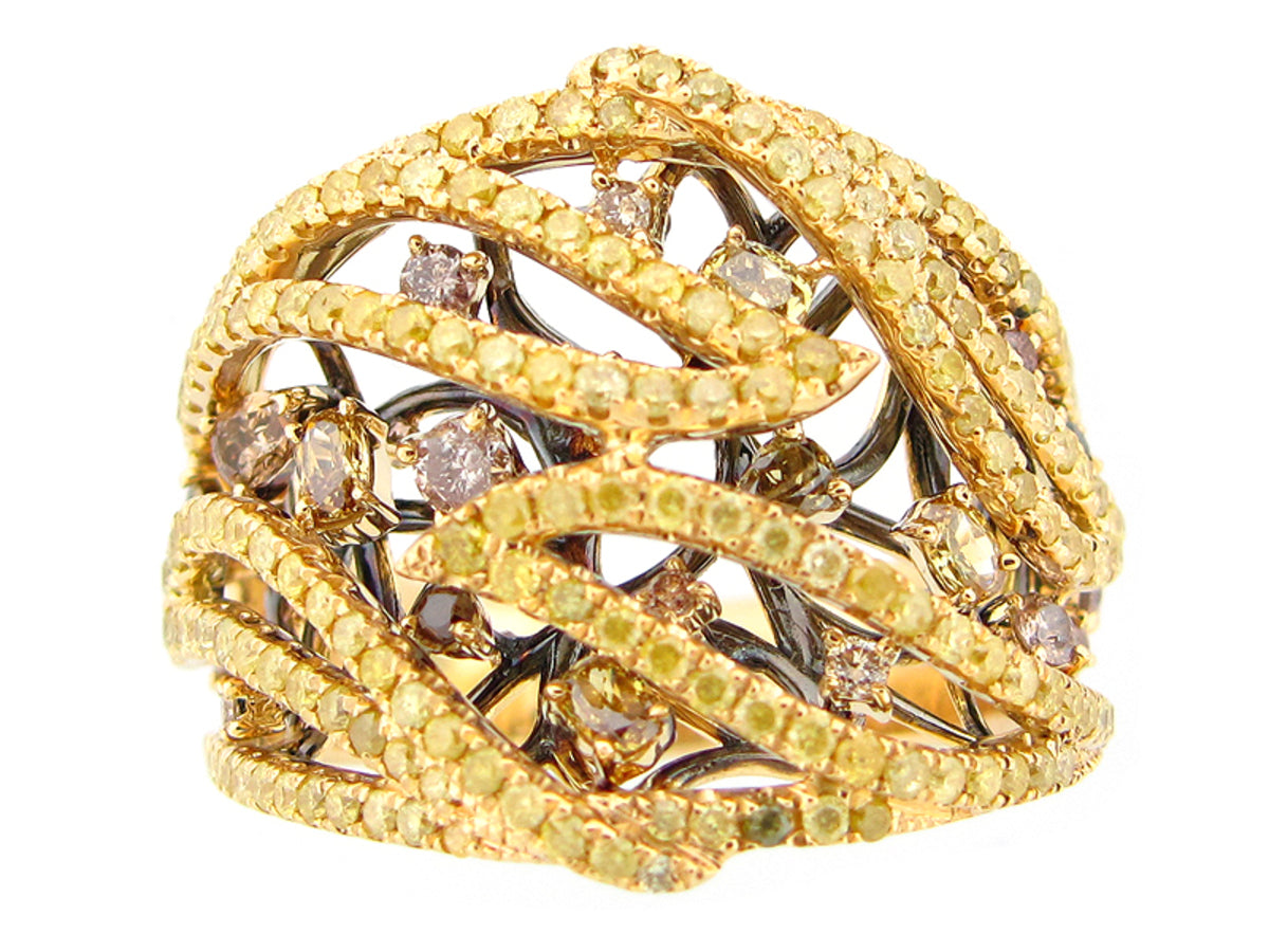 FANCY COLOR DIAMOND RING, 18KY (N)