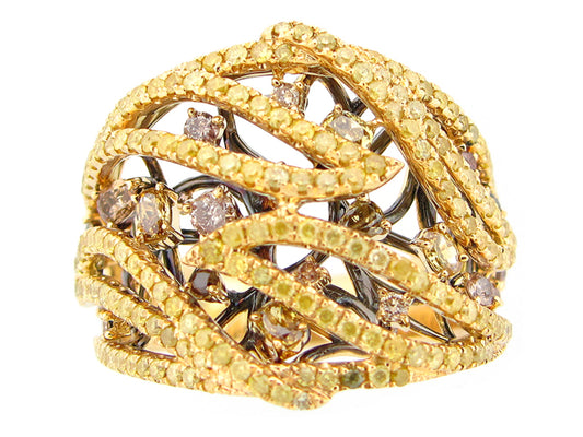 FANCY COLOR DIAMOND RING, 18KY (N)