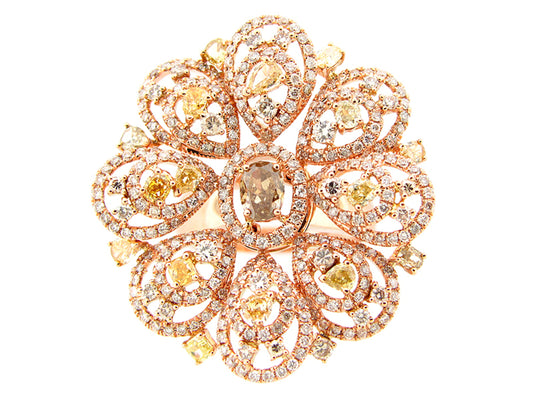 FANCY COLOR DIAMOND RING, 18KR (N)